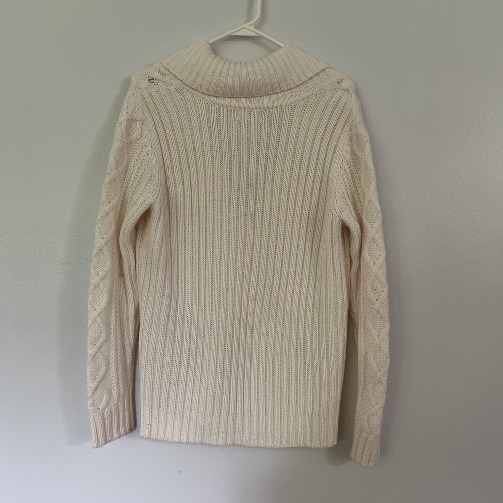 St Johns Bay Sweater Large White Cable Knit - See Images/Desc for Imperfections - Picture 6 of 7